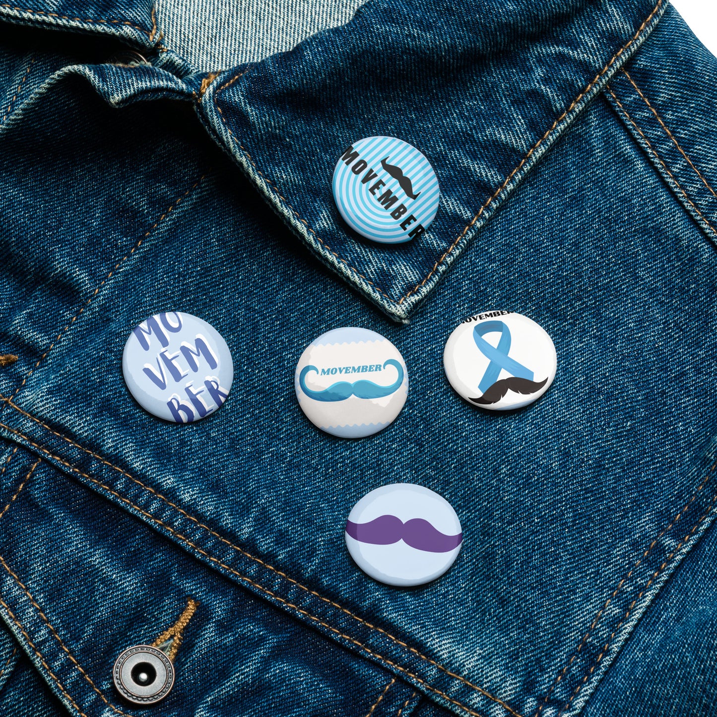 Movember Set of pin buttons