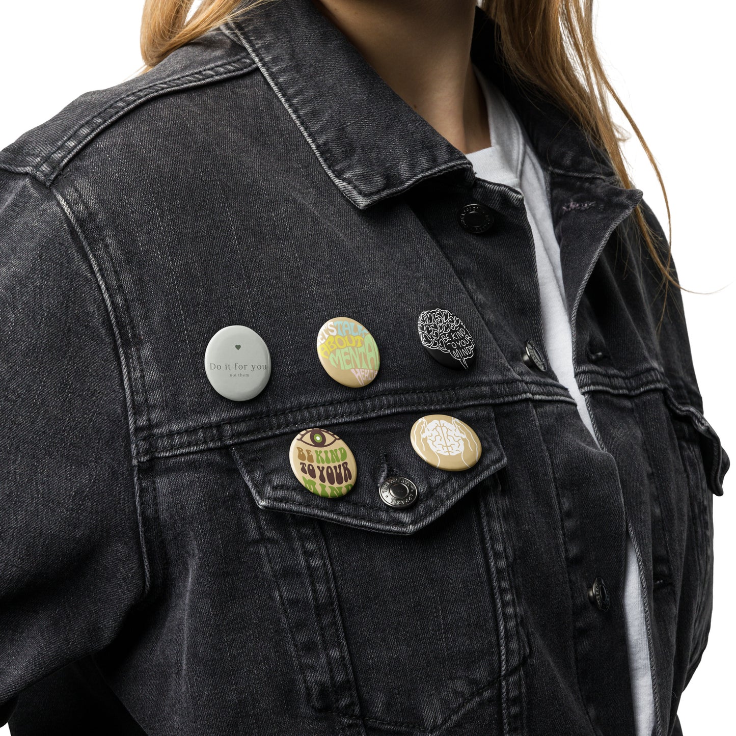 Mental health Set of pin buttons