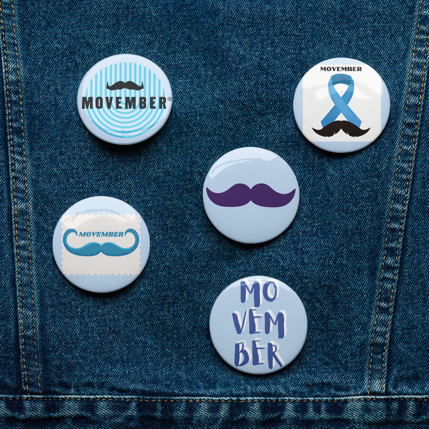 Movember Set of pin buttons